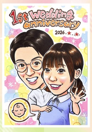 結婚記念日似顔絵 A4サイズ2名  担当：Sai