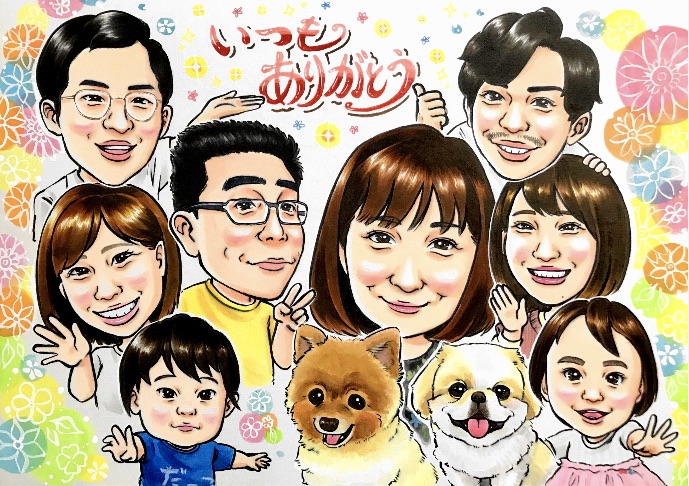大人数の似顔絵 - 10名・20名・30名以上お描きします！A2サイズまで