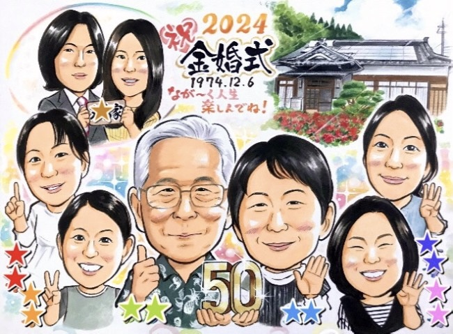 A3サイズ大人数似顔絵（完成品）