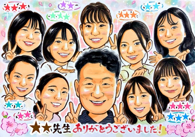 A3サイズ大人数似顔絵（完成品）