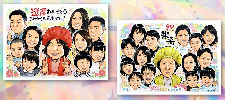 大人数の似顔絵 - 10名・20名・30名以上お描きします！A2サイズまで