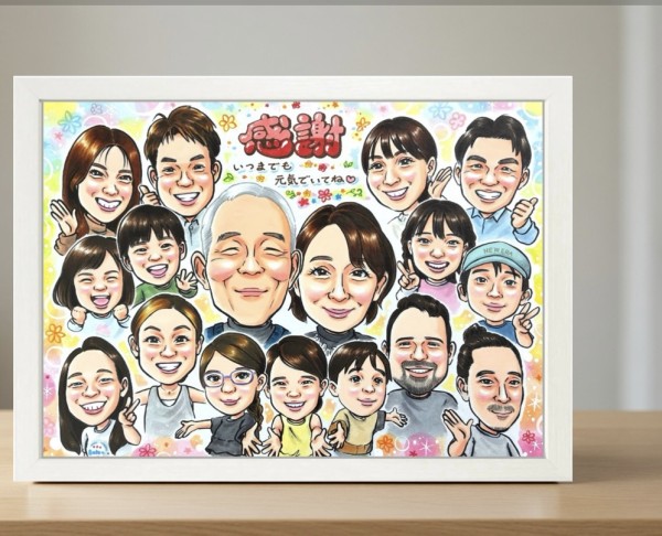 お客様からのご注文似顔絵 - 作品#668 - 家族の似顔絵